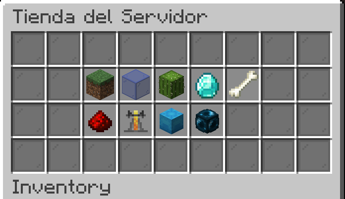 Menú principal de la tienda del servidor